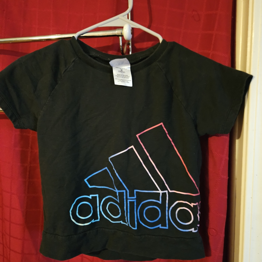 Adidas Kids Black Tee with Colorful Logo **5/30**